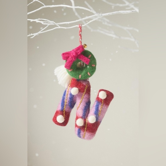 Anthropologie Other - Anthropologie Jolly Felt Monogram Letter “N” Ornament NWT Colorful Bespoke